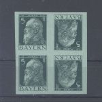 Bayern, ungezähnter **/* Kehrdruck Viererblock 5 Pfg. Luitpold, geprüft