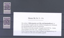 Bizone, 2 x Michel Nummer V I, 6 Pfg. Ziffernaufdruck **, geprüft BPP