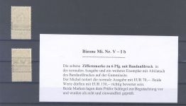 Bizone, 2 x Michel Nummer V I, 6 Pfg. Ziffernaufdruck **, geprüft BPP