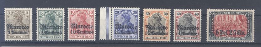 Deutsche Post Marokko, ** Posten aus Michel 34-45, Freimarken 1906