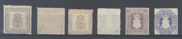 Mecklenburg, 6 verschiedene ungebrauchte Werte als Posten