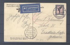 Dt. Reich, Zeppelinkarte mit 1 Mark Flugpost als EF aus Bielefeld