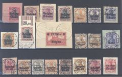 Dt. Bes. 1. WK, gestempelter - Briefstück Posten auf 3 Steckkarten