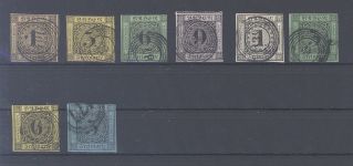 Baden Michel Nr. 1-8, Freimarken 1851-58 gestempelt, meist gp. BPP
