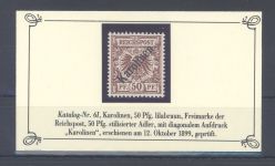 Dt. Kolonien Karolinen Michel Nr. 6 I, 50 Pfg Freimarke 1900 **, FA BPP
