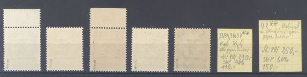 Dt. Lokalpost Glauchau Michel Nummer 33, 34, 36, 37 und 42 **