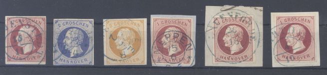 Hannover, gestempelter Posten verschiedenen Farben, geprüft