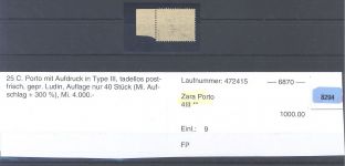 Dt. Bes. 2. WK Zara Porto Michel Nummer 4 III **, geprüft BPP