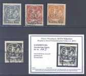 Dt. Reich Michel Nummer 134-36, 138 II gestempelt, geprüft Befund BPP