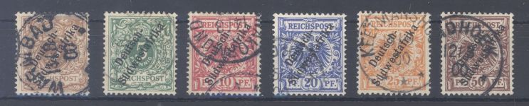 Dt. Kolonien DSWA Michel Nummer 5-10, Freimarken 1898-99 gestempelt