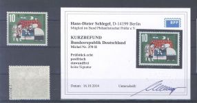Bund Michel Nummer 370 II und 372 I aus 1961 ** mit 1 Befund BPP