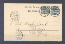 Dt. Reich, Karte mit Mi.Nr. 46aa, 5 Pfge. Adler - Krone ZuF, geprüft BPP