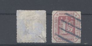 Hamburg Michel Nummer 20-21, Freimarken 1866 gestempelt, 20 gp.