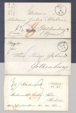 Altdeutschland Transitstempel, 3 Briefe versch. Orte nach Schweden