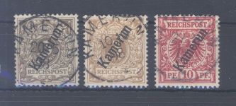 Dt. Kolonien Kamerun, 3 Farben aus Michel Nummer 1-6, geprüft BPP