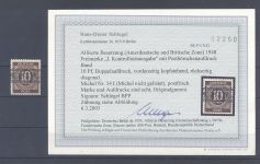 Bizone Michel Nummer 54 I, 10 Pfg. interessante Aufdrucke **, Befund BPP