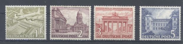 Berlin Michel Nummer 57-60, 1- 5 Mark aus Bauten 1949 ** geprüft BPP