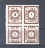 SBZ Mi.Nr. 42 L, 5 Pfg. Seiffen ungebrauchter (*) Viererblock, gp. BPP
