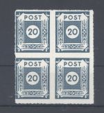 SBZ Mi.Nr. 48 L, 20 Pfg. Seiffen ungebrauchter (*) Viererblock, gp. BPP