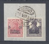Dt. Reich, Briefstück Mi.Nr. 106c, 15 Pfg. Farbe c gestempelt, gp. BPP