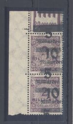 Dt. Reich Michel Nr. 332 A Wa DD F, 5 Mrd. 1923 im (*) Paar, FA BPP