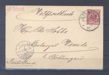 Deutsche Post China Vorläufer Ausgaben, Karte 1897 mit 10 Pfg. EF