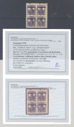 Saargebiet Michel Nr. 7 a I F II als gestempelter Viererblock, Befund BPP
