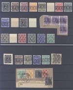 Bizone, **/gestempelter Posten aus Michel Nr. 52-68 auf 2 Steckkarten