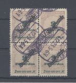 Dt. Reich Dienst, Viererblock Michel Nr. 84, 2 Mrd. gestempelt, geprüft