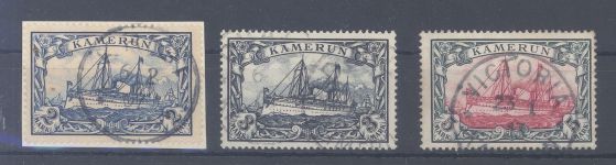 Dt. Kolonien Kamerun Michel Nr. 17-19 aus Freimarken 1900 gestempelt