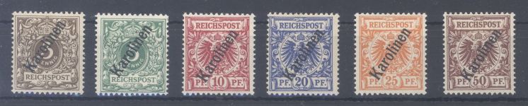 Dt. Kolonien Karolinen Michel Nr. 1-6 II, Freimarken 1900 ungebraucht *