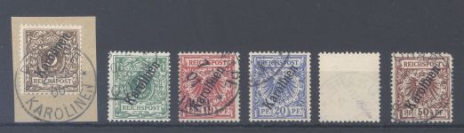 Dt. Kolonien Karolinen Michel Nr. 1-6 II, Freimarken 1900 gestempelt