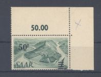 Saarland Michel Nr. 238 Z I, 50 F. Freimarken 1947 Eckrand**, gp BPP