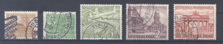 Berlin Michel Nummer 43-59 X aus Bauten 1949 gestempelt, geprüft BPP