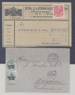 Dt. Bes. 1. WK Stadtpost Warschau, 2 interessante Briefe als Posten