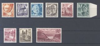 Franz. Zone Rh. Pfalz Michel Nr. 32-41, Freimarken III **, 36 geprüft BPP