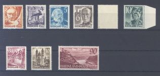 Franz. Zone Rh. Pfalz Michel Nr. 32-41, Freimarken III **, 36 geprüft BPP