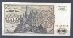 Bund, 1000 DM Banknote Serie 1.6.1977 W-N, Rosenberg 280