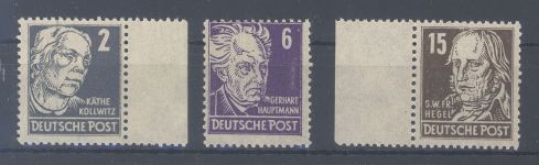 SBZ, 3 ** Werte mit Borkengummi aus Michel Nummer 212-27, gp. BPP