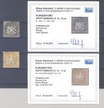 Württemberg Michel Nr. 16-17yb aus 1861 gestempelt, Befunde BPP