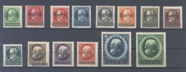 Saargebiet Michel Nummer 18-31, Freimarken 1920 */**, meist geprüft