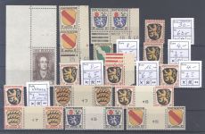 Franz. Zone Allg. Ausgaben, **/gestempelter Posten auf 3 Steckkarten