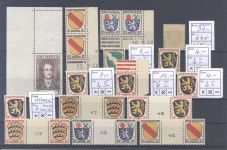 Franz. Zone Allg. Ausgaben, **/gestempelter Posten auf 3 Steckkarten