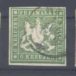 Württemberg Michel Nummer 11-15, Freimarken 1857 gestempelt