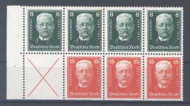 Dt. Reich, Heftchenblatt 56 B, Hindenburgspende 1927 **