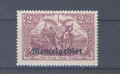 Memel Michel Nummer 13b 2,50 Mark Freimarke 1920 **, geprüft BPP
