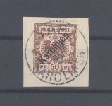 Dt. Kolonien Karolinen Michel Nr. 6 I, 50 Pfg. 1900 Briefstück, FA BPP