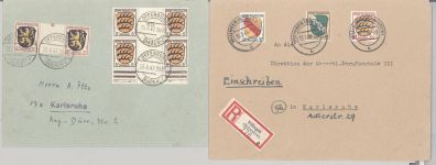 Franz. Zone Allg. Ausgaben, 5 interessante Belege mit besseren MiF