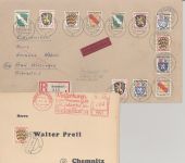 Franz. Zone Allg. Ausgaben, 6 interessante Belege mit guten MiF