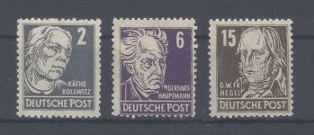SBZ, 3 ** Werte mit Borkengummi aus Michel Nummer 212-27, gp. BPP